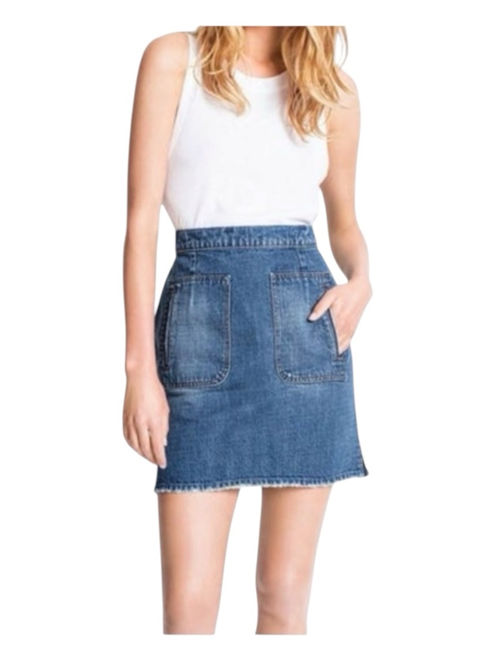 ZADIG & VOLTAIRE Juny Bleu Denim Mini Skirt, Size 36.